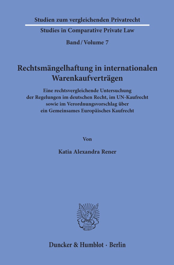 Cover Rechtsmängelhaftung in internationalen Warenkaufverträgen