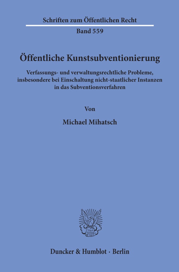 Cover Öffentliche Kunstsubventionierung