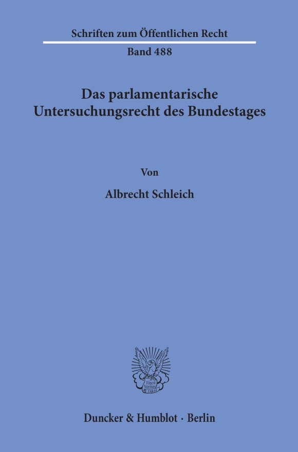 Cover Das parlamentarische Untersuchungsrecht des Bundestages