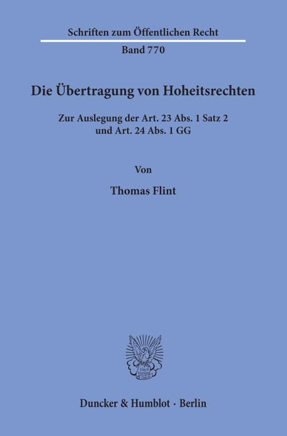 Cover Die Übertragung von Hoheitsrechten