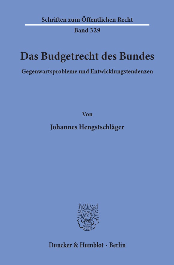 Cover Das Budgetrecht des Bundes