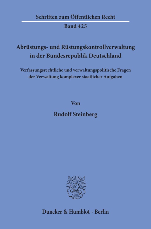 Cover Abrüstungs- und Rüstungskontrollverwaltung in der Bundesrepublik Deutschland