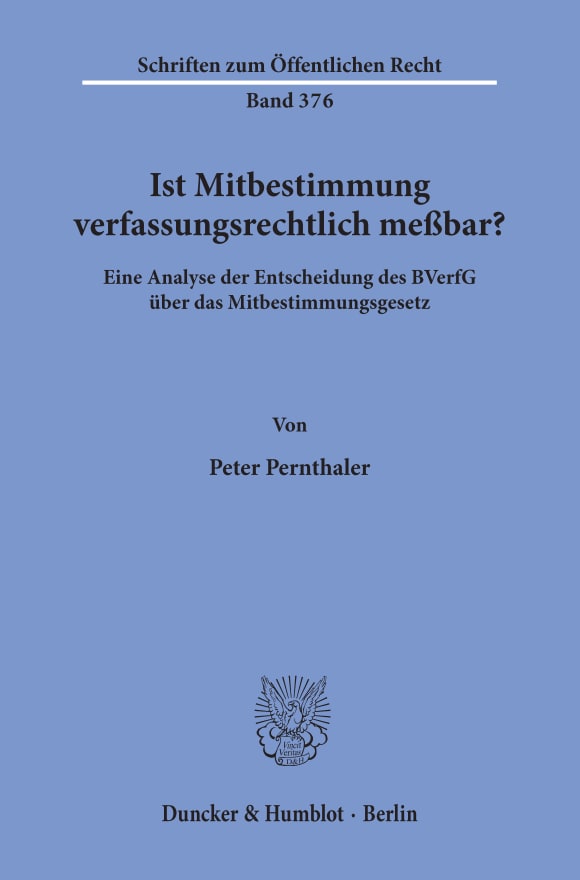 Cover Ist Mitbestimmung verfassungsrechtlich meßbar?