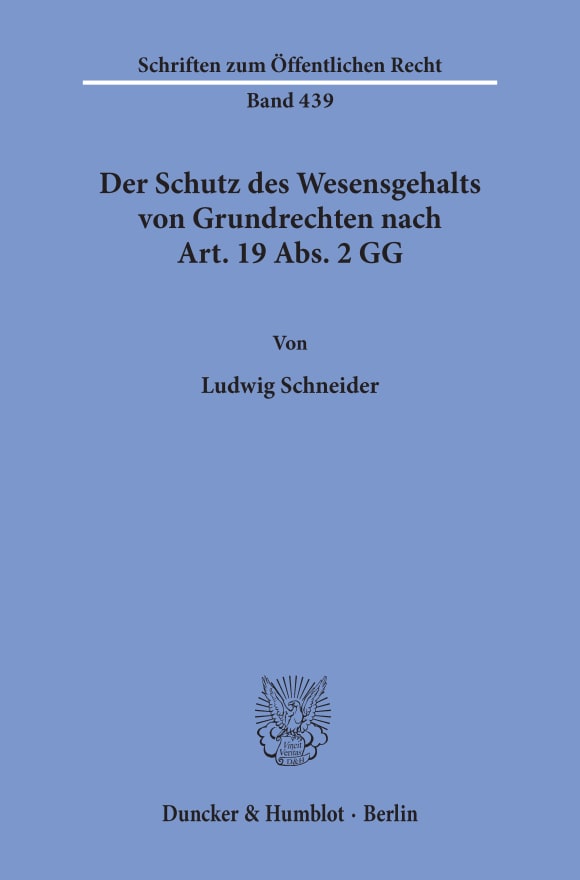 Cover Der Schutz des Wesensgehalts von Grundrechten nach Art. 19 Abs. 2 GG