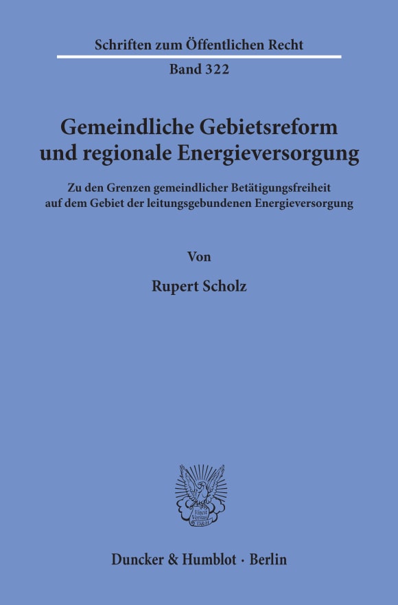 Cover Gemeindliche Gebietsreform und regionale Energieversorgung