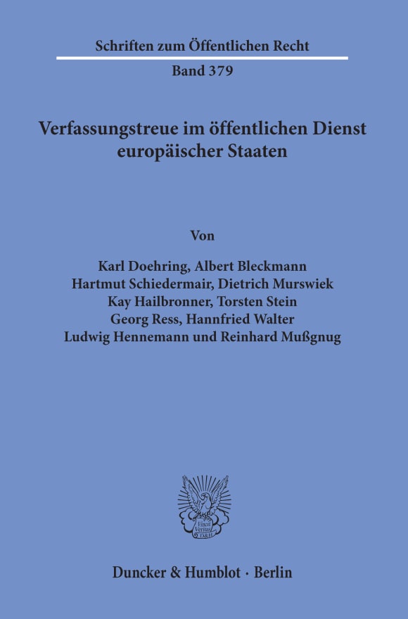 Cover Verfassungstreue im öffentlichen Dienst europäischer Staaten