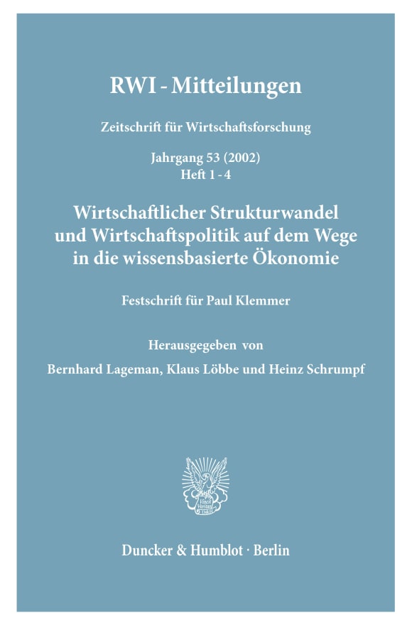 Cover Wirtschaftlicher Strukturwandel und Wirtschaftspolitik auf dem Wege in die wissensbasierte Ökonomie