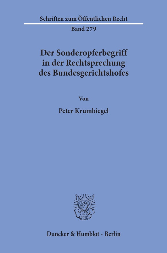 Cover Der Sonderopferbegriff in der Rechtsprechung des Bundesgerichtshofes