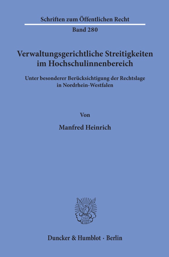 Cover Verwaltungsgerichtliche Streitigkeiten im Hochschulinnenbereich,