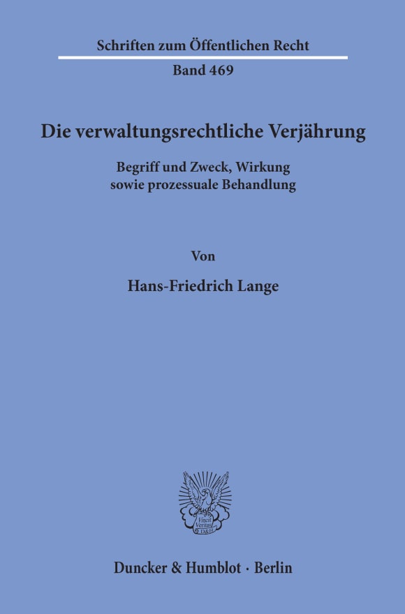 Cover Die verwaltungsrechtliche Verjährung