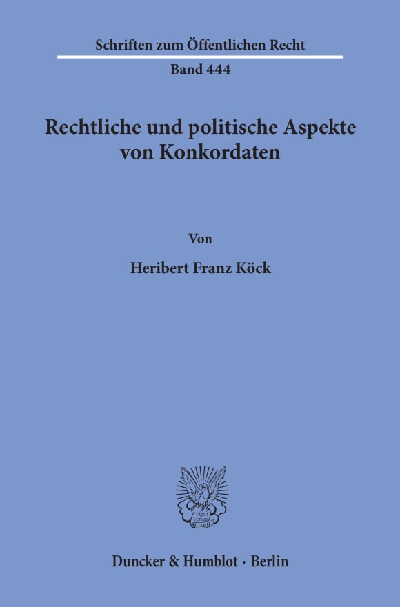 Cover Rechtliche und politische Aspekte von Konkordaten