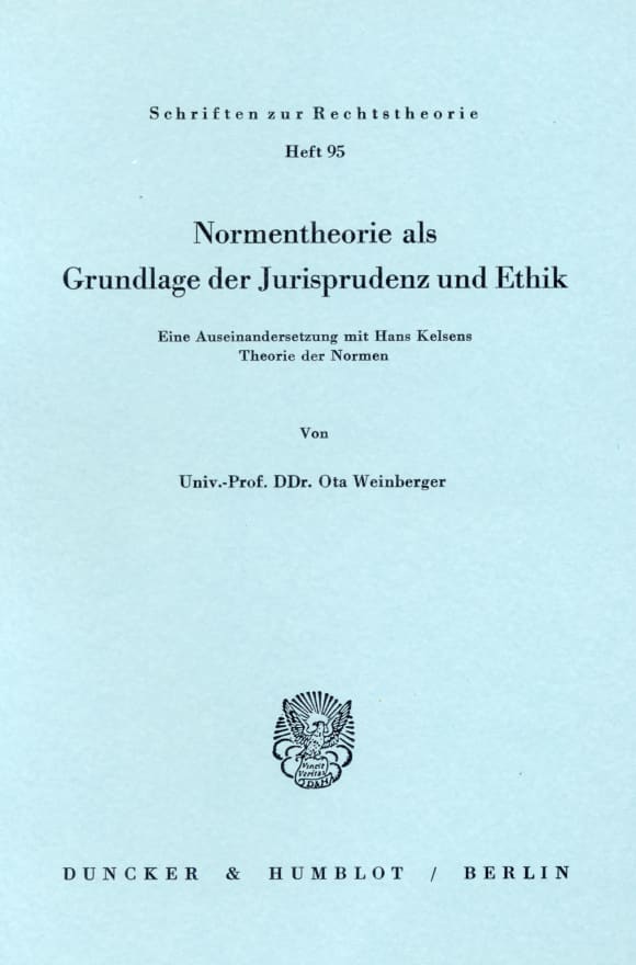 Cover Normentheorie als Grundlage der Jurisprudenz und Ethik