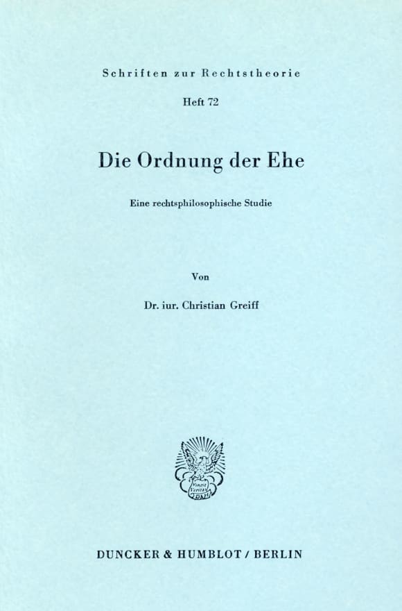 Cover Die Ordnung der Ehe