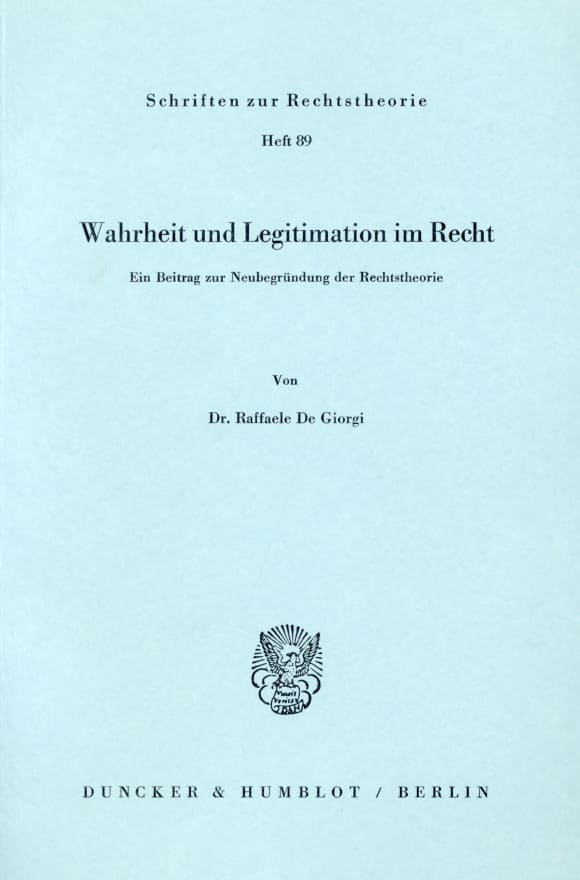 Cover Wahrheit und Legitimation im Recht