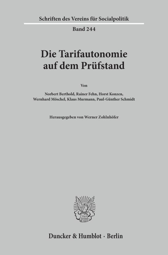 Cover Die Tarifautonomie auf dem Prüfstand