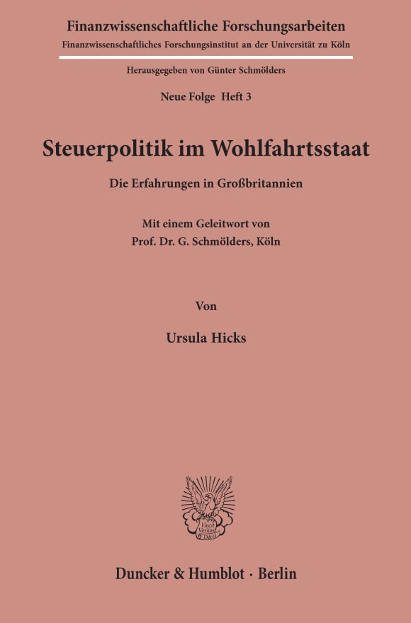 Cover Steuerpolitik im Wohlfahrtsstaat