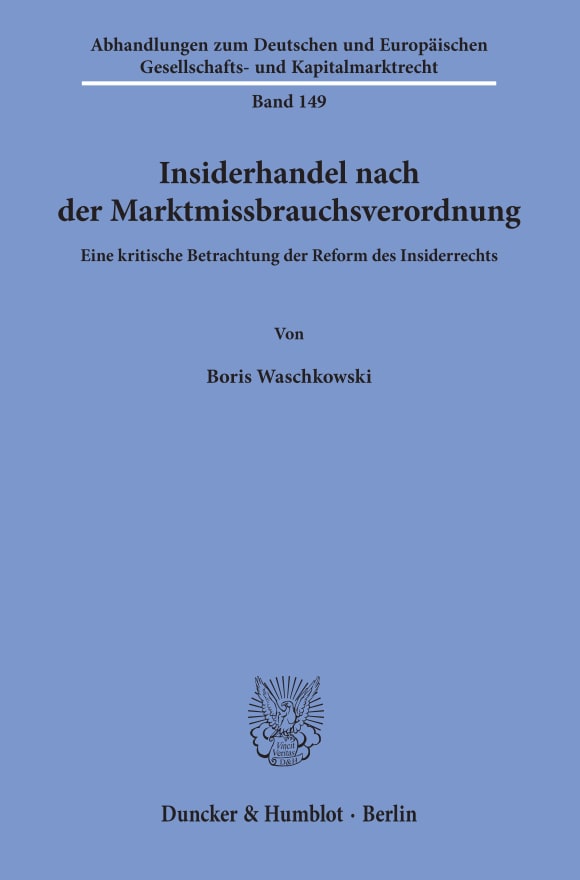 Cover Insiderhandel nach der Marktmissbrauchsverordnung