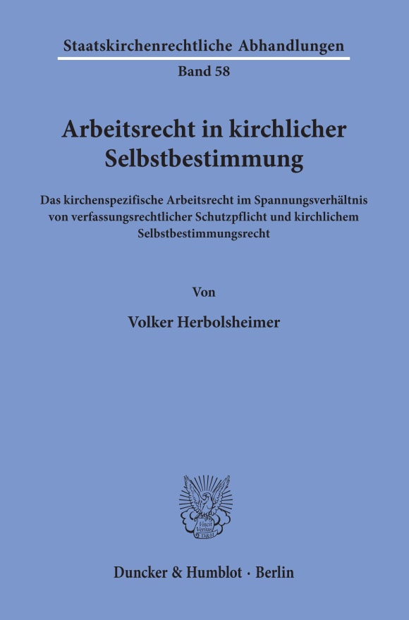 Cover Arbeitsrecht in kirchlicher Selbstbestimmung