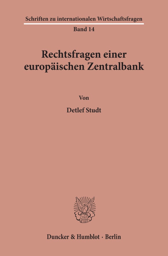 Cover Rechtsfragen einer europäischen Zentralbank