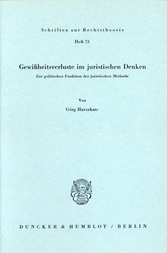 Cover Gewißheitsverluste im juristischen Denken