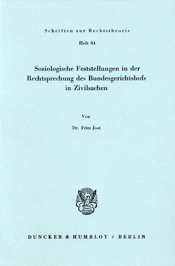 Cover Soziologische Feststellungen in der Rechtsprechung des Bundesgerichtshofs in Zivilsachen