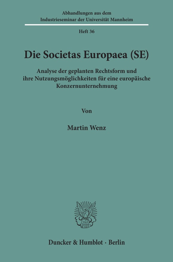 Cover Die Societas Europaea (SE)