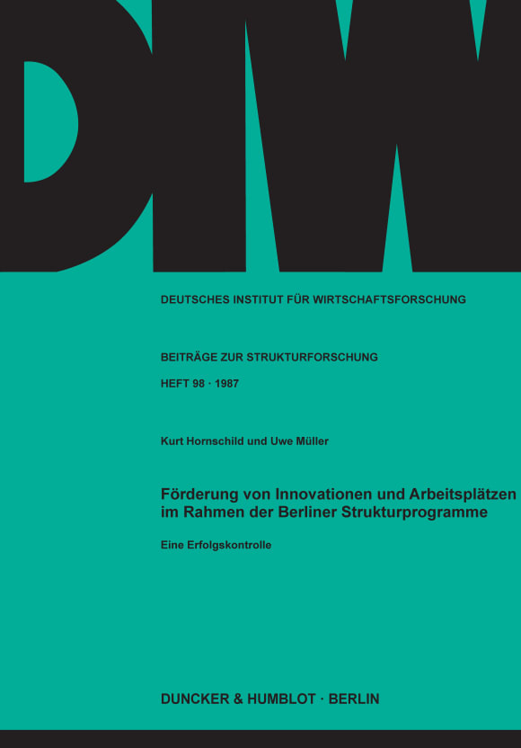 Cover Förderung von Innovationen und Arbeitsplätzen im Rahmen der Berliner Strukturprogramme