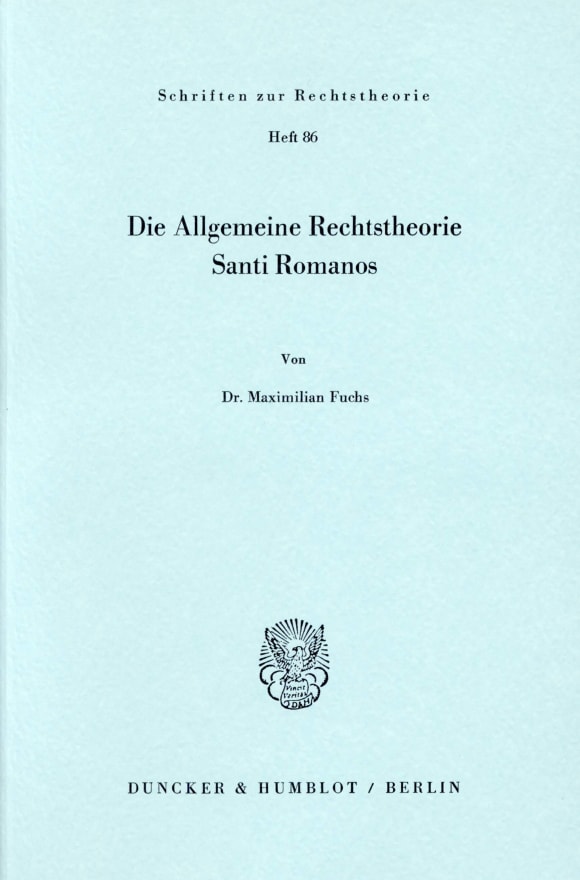 Cover Die Allgemeine Rechtstheorie Santi Romanos