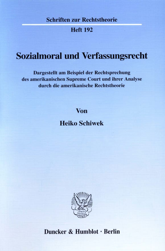 Cover Sozialmoral und Verfassungsrecht