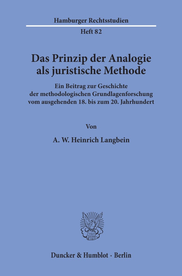 Cover Das Prinzip der Analogie als juristische Methode