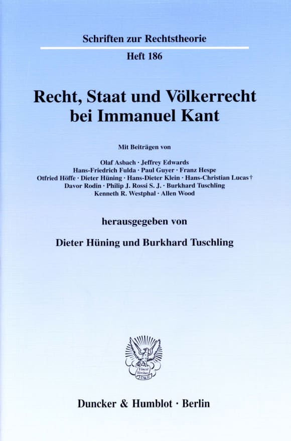 Cover Recht, Staat und Völkerrecht bei Immanuel Kant