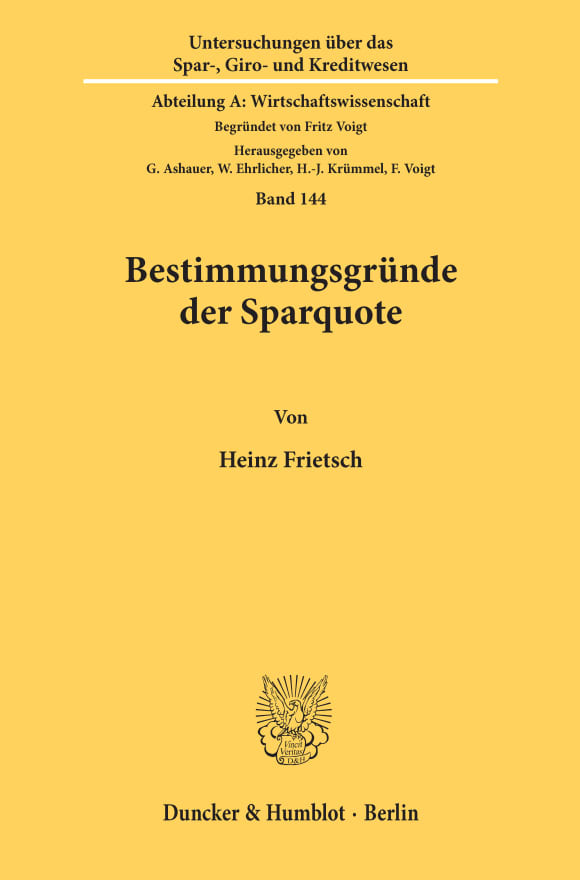 Cover Bestimmungsgründe der Sparquote