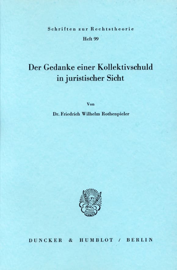 Cover Der Gedanke einer Kollektivschuld in juristischer Sicht