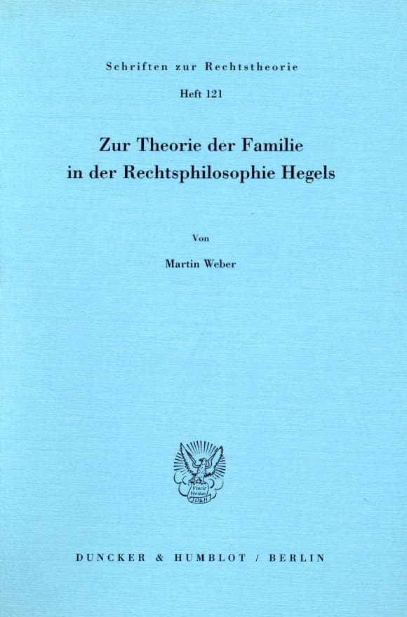 Cover Zur Theorie der Familie in der Rechtsphilosophie Hegels