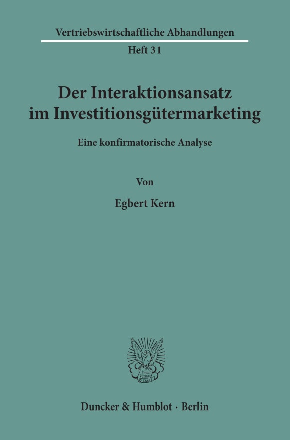 Cover Der Interaktionsansatz im Investitionsgütermarketing