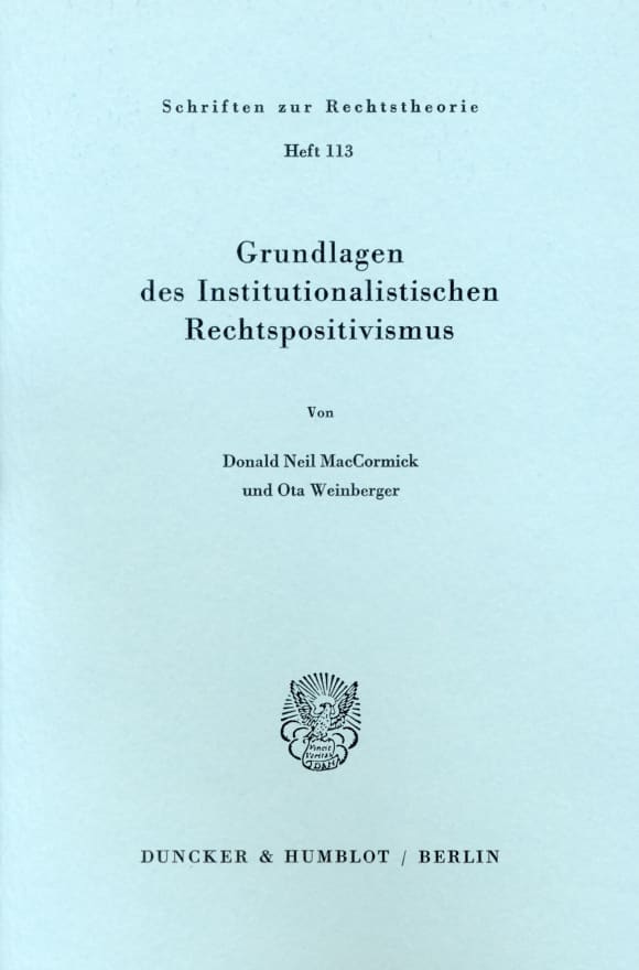 Cover Grundlagen des institutionalistischen Rechtspositivismus