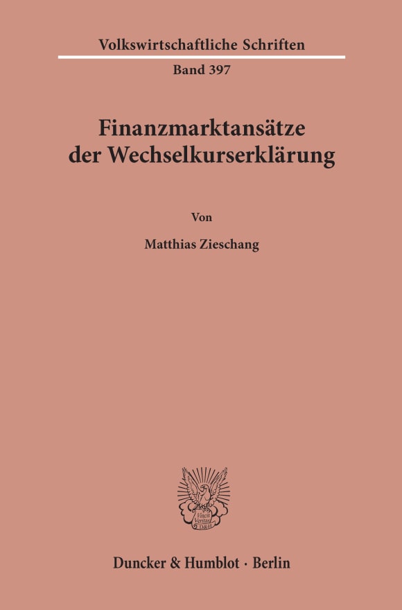 Cover Finanzmarktansätze der Wechselkurserklärung