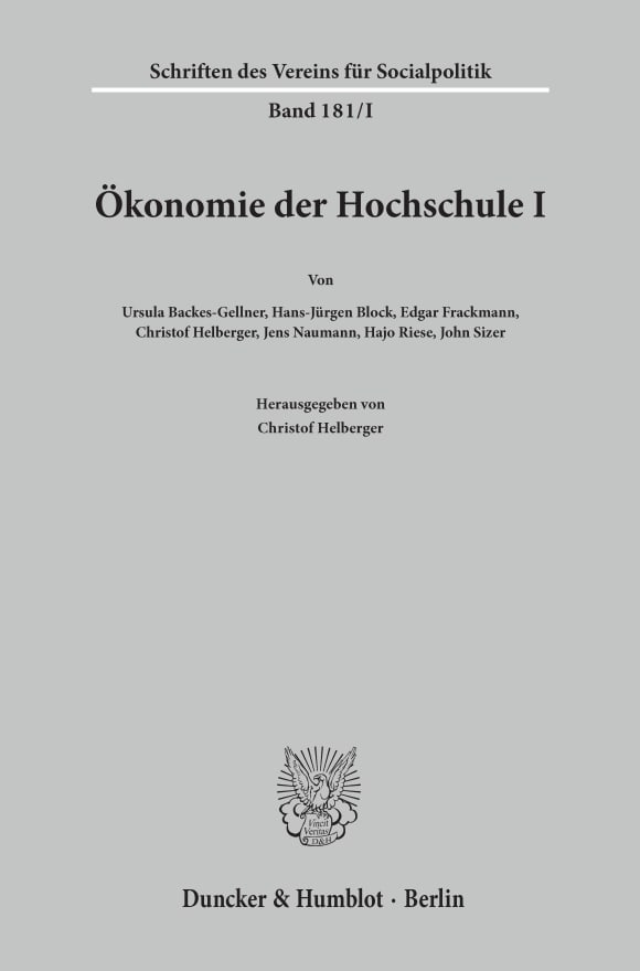 Cover Ökonomie der Hochschule I