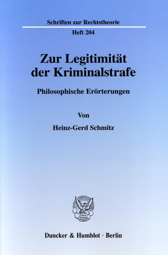 Cover Zur Legitimität der Kriminalstrafe