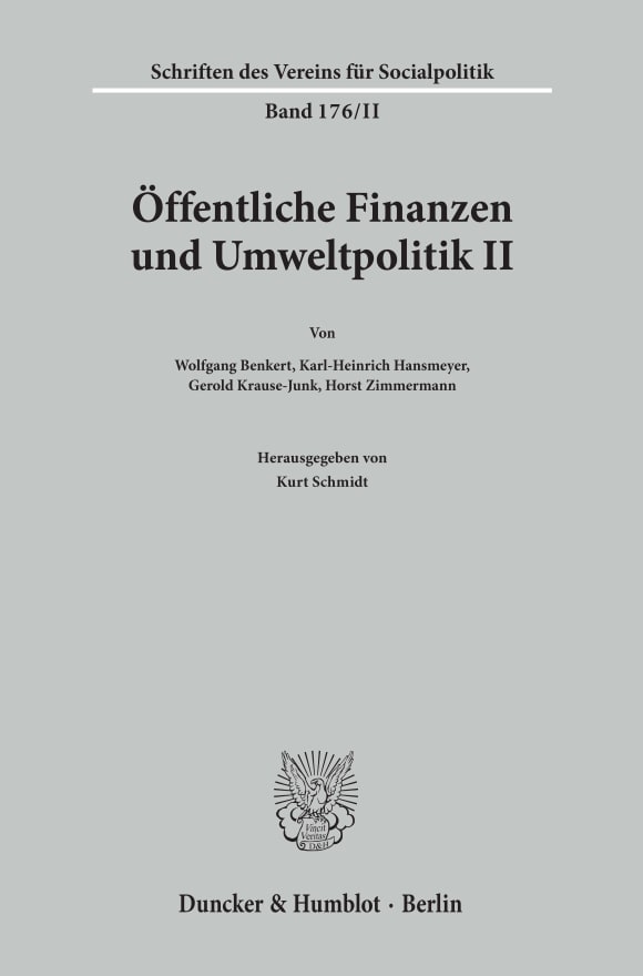 Cover Öffentliche Finanzen und Umweltpolitik II