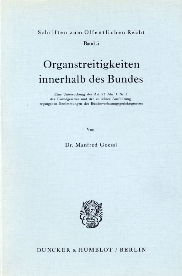 Cover Organstreitigkeiten innerhalb des Bundes