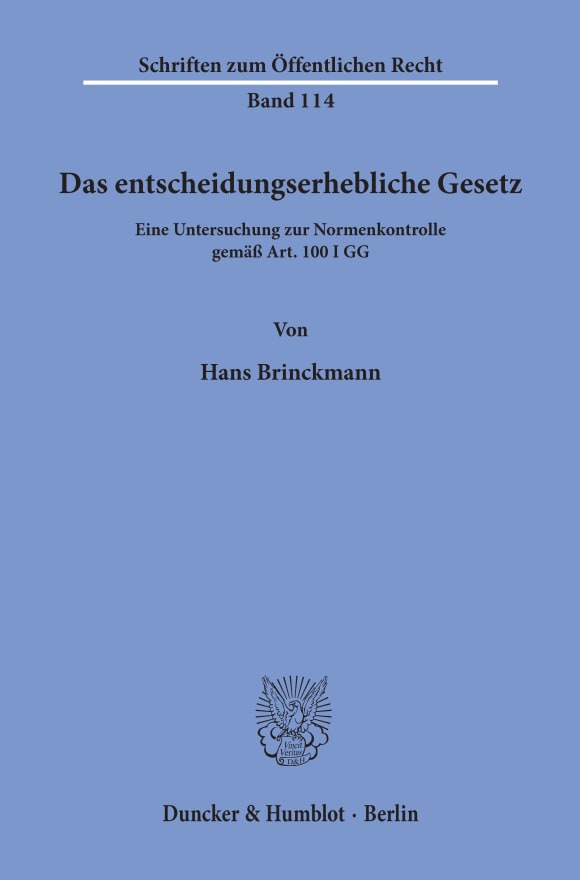 Cover Das entscheidungserhebliche Gesetz