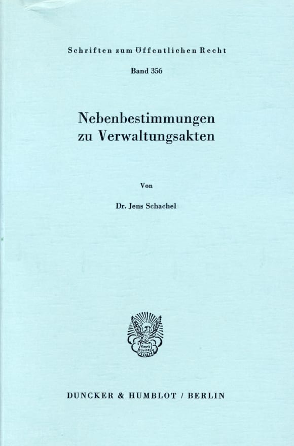 Cover Nebenbestimmungen zu Verwaltungsakten