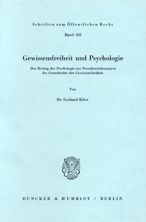 Cover Gewissensfreiheit und Psychologie