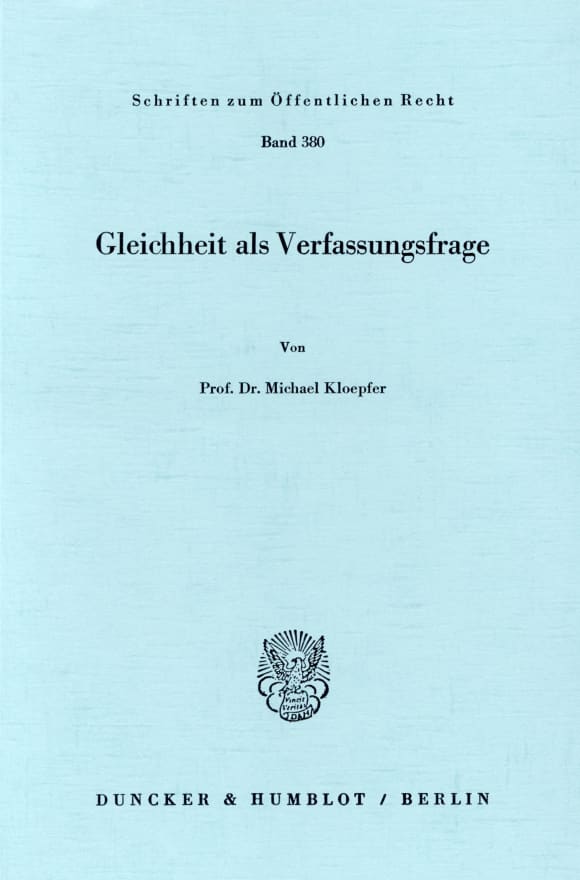 Cover Gleichheit als Verfassungsfrage