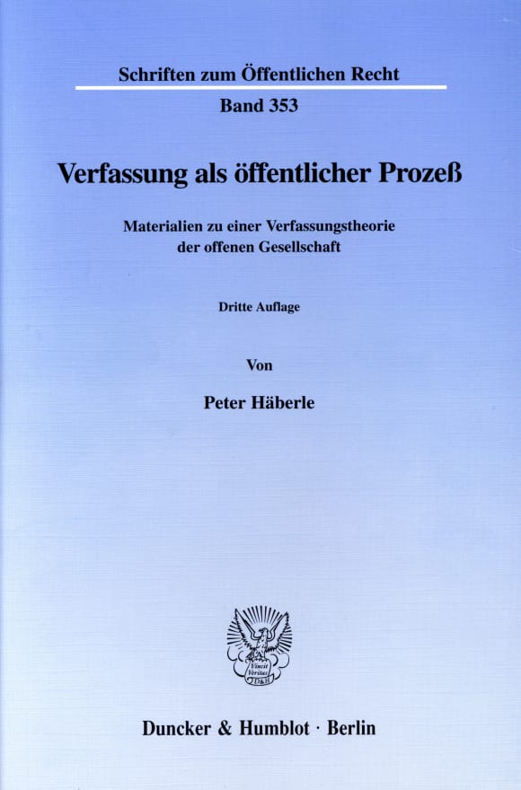 Cover Verfassung als öffentlicher Prozeß