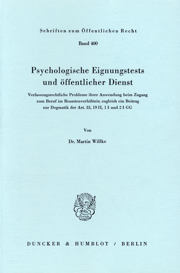 Cover Psychologische Eignungstests und öffentlicher Dienst