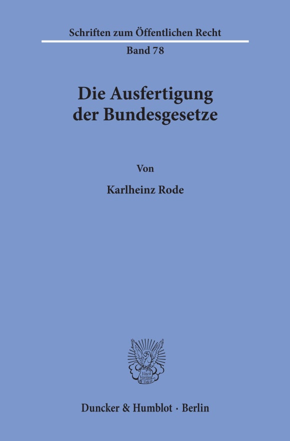 Cover Die Ausfertigung der Bundesgesetze