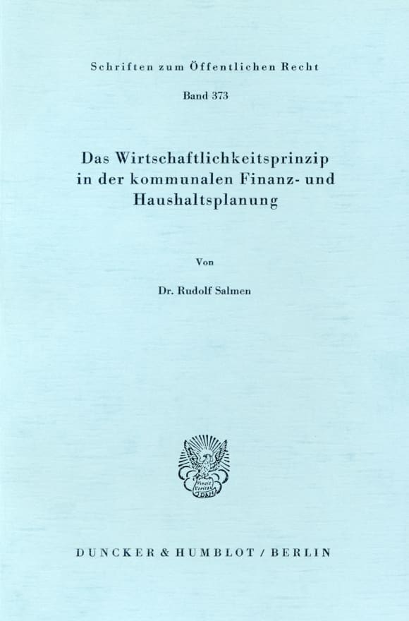 Cover Das Wirtschaftlichkeitsprinzip in der kommunalen Finanz- und Haushaltsplanung