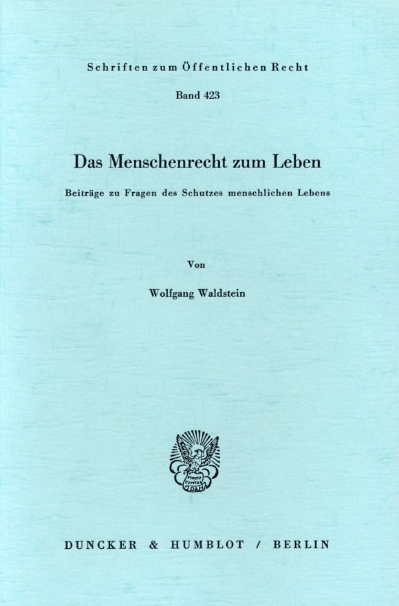 Cover Das Menschenrecht zum Leben